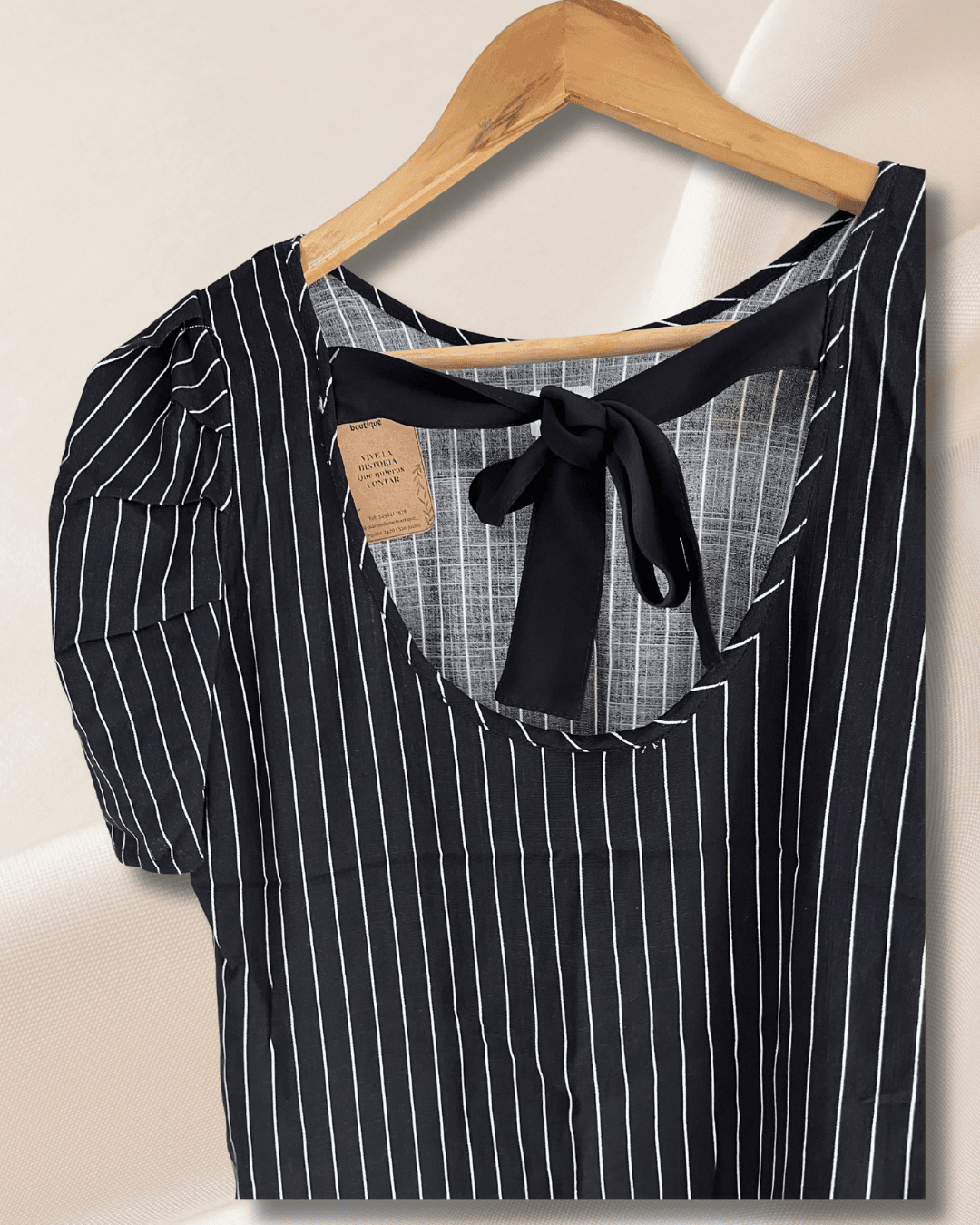 Blusa rayada M/princesa c/lazo 