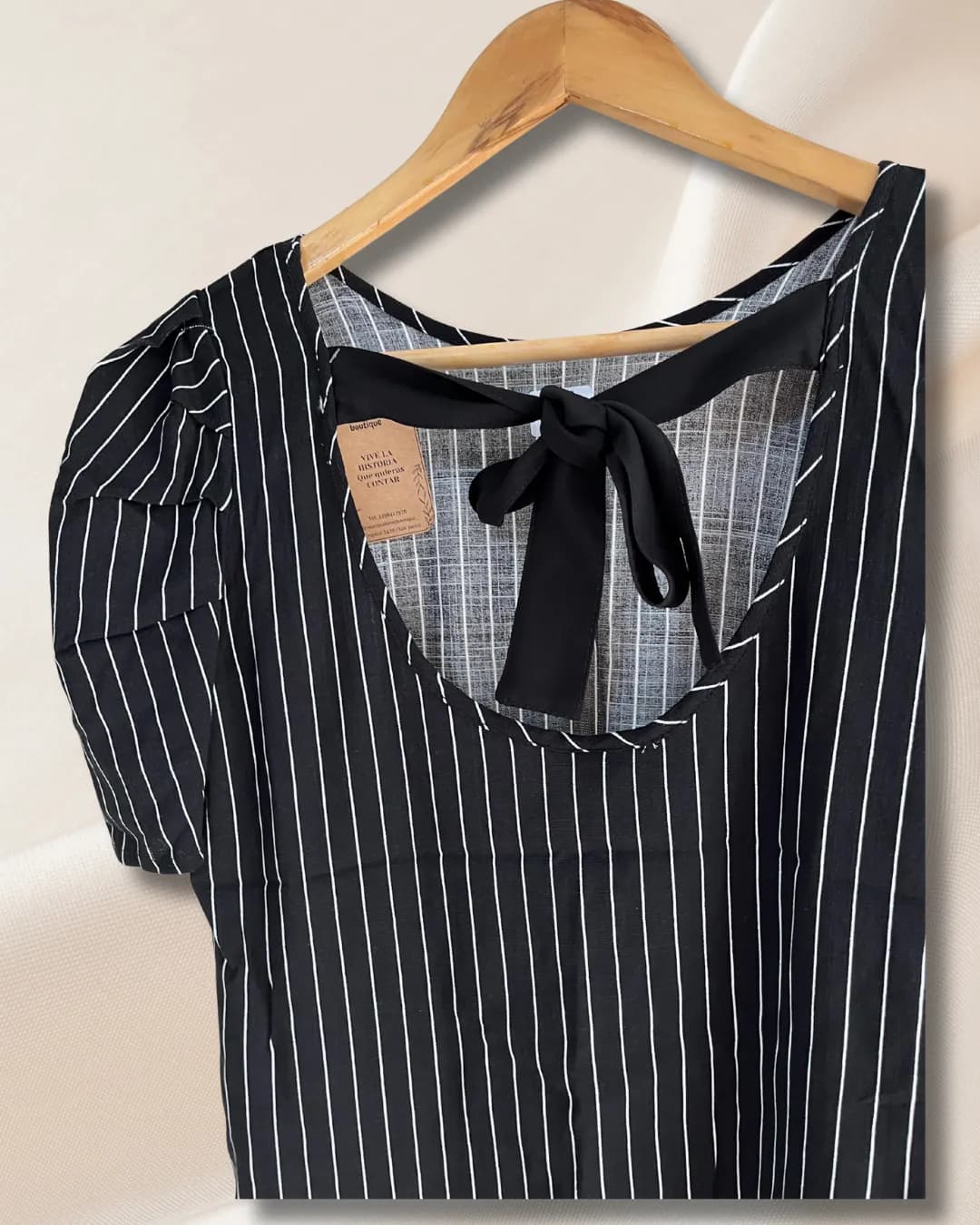 Blusa rayada M/princesa c/lazo 